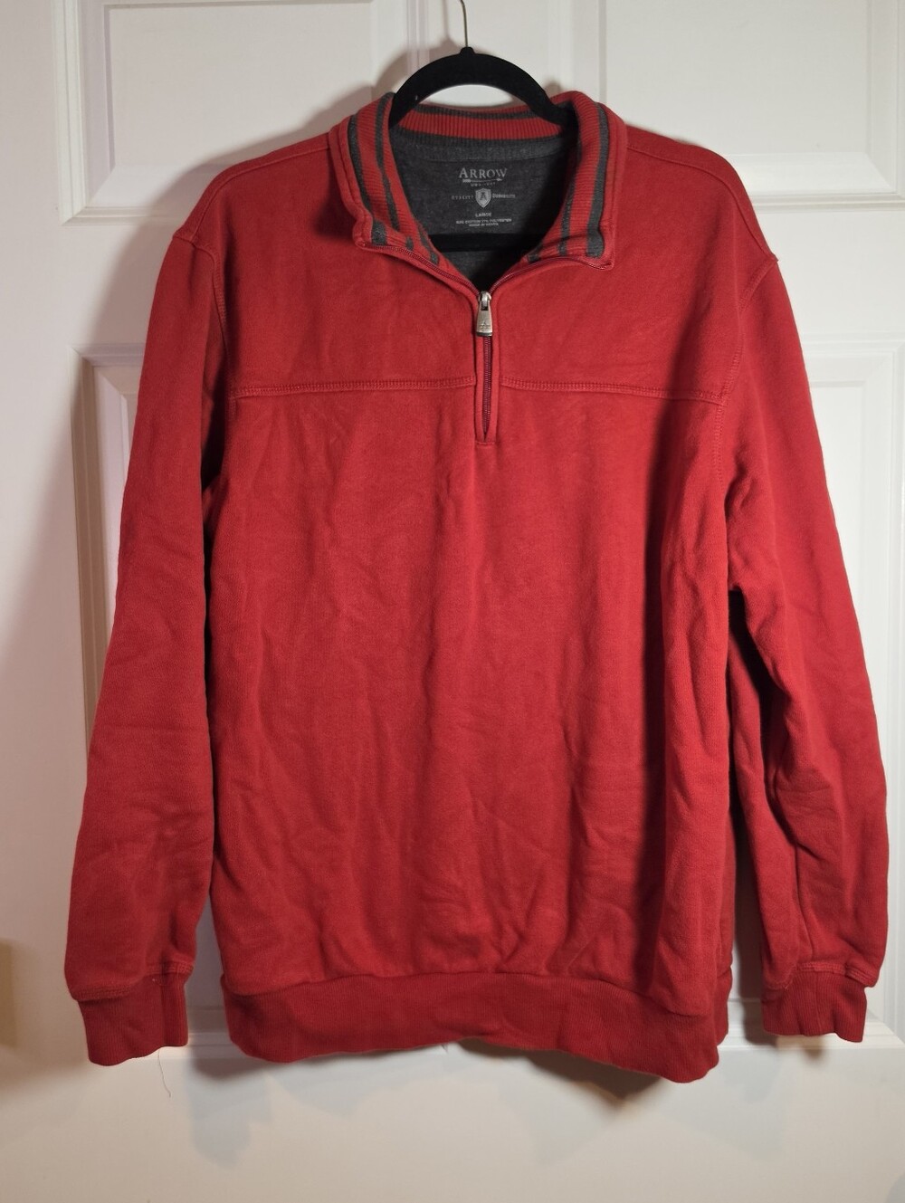 Arrow Men’s Red Quarter-Zip Pullover Sweater Cotton Blend L